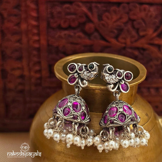 Peacock Pearled Jhumka (J1613)