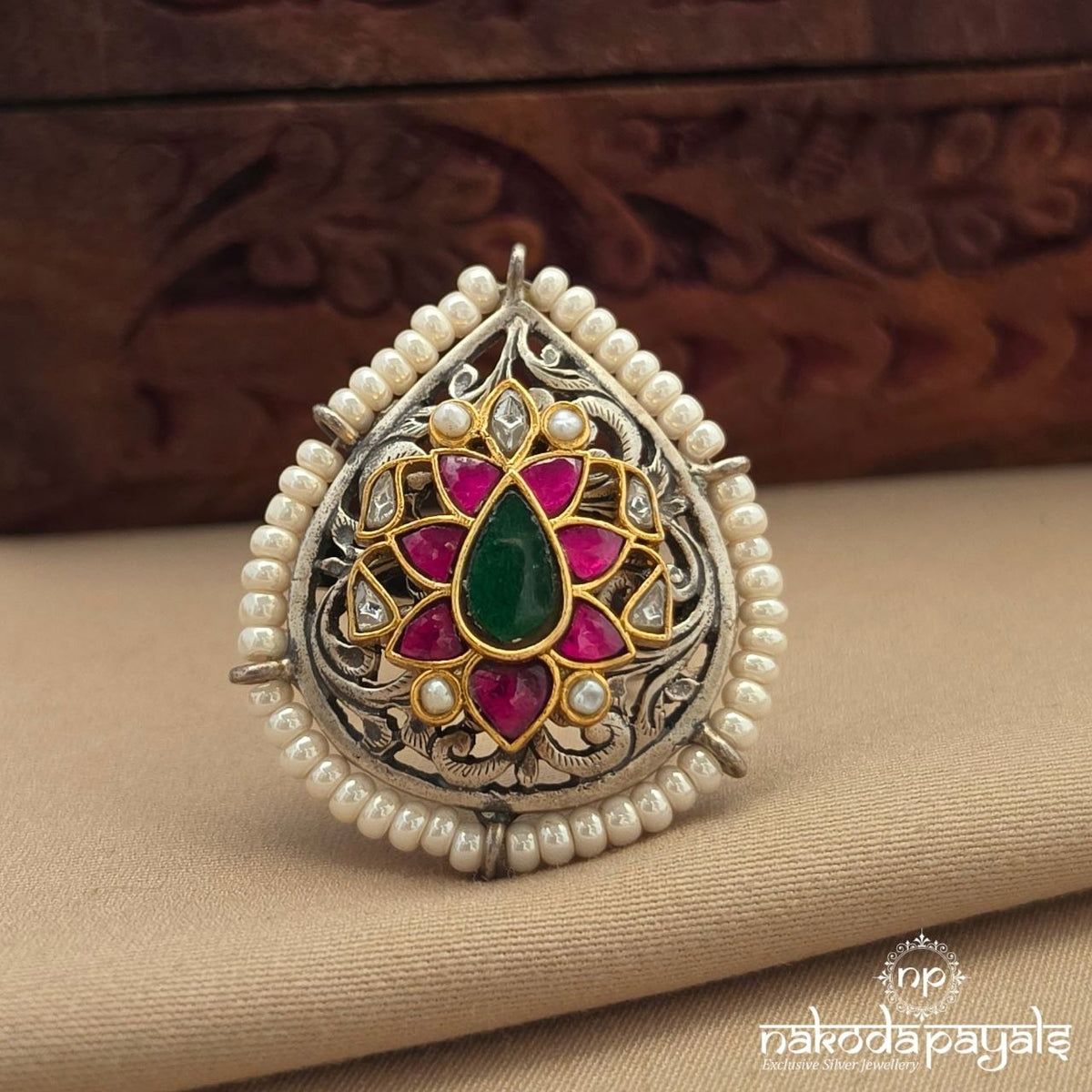 Pearl Kundan Finger Ring (F3043)