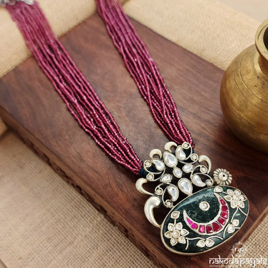 Meenakari Kundan Pink Beads Neckpiece (N10629)