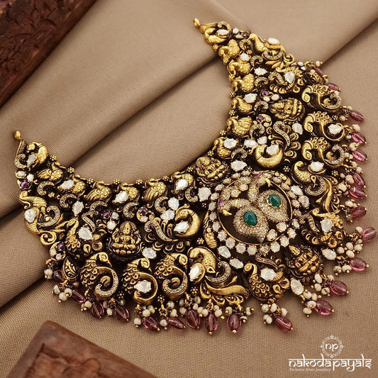 Twin Peacock Moissanite Neckpiece (Gn9878)