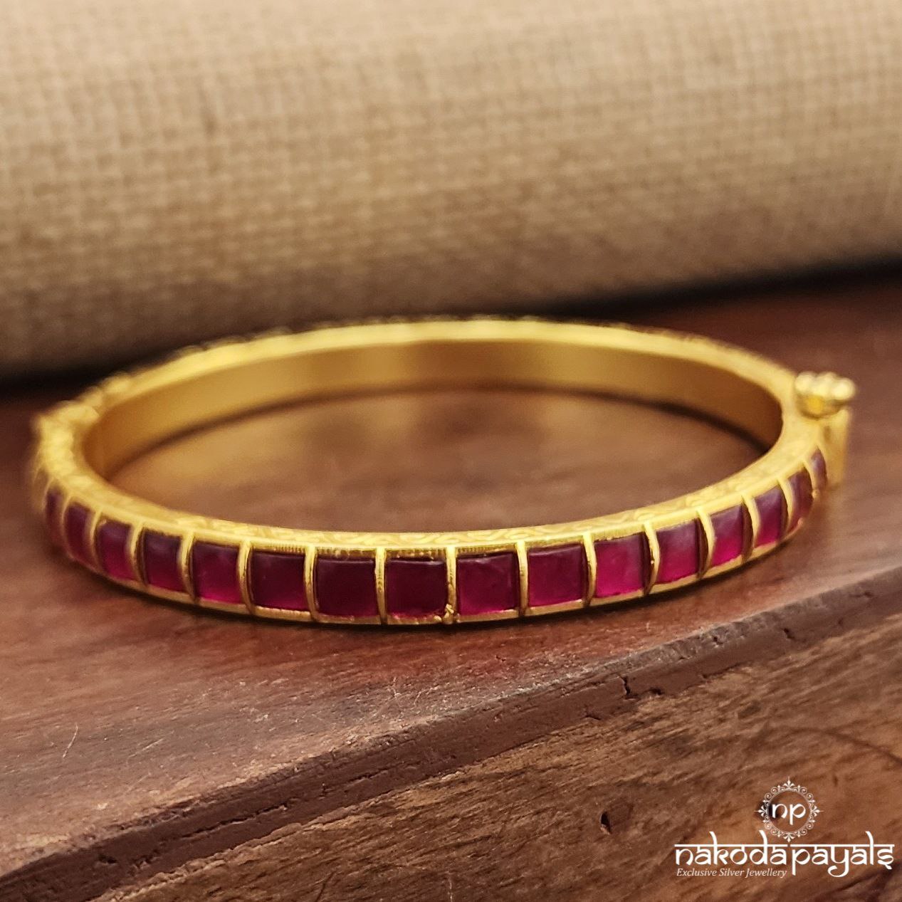 Squarish Pink Kundan Kada (2.4) (Gk3219)