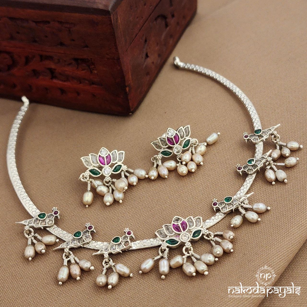 Lotus Peacock Neckpiece With Earrings (N11611)