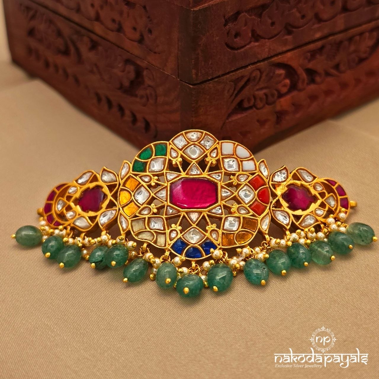 Green Drop Navarathna Choker (Gn10261)