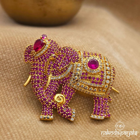 Elegant Pink Elephant Brooch (St2139)