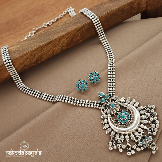 Amazing Half Moon Torquoise Neckpiece With Earrings (N11013)