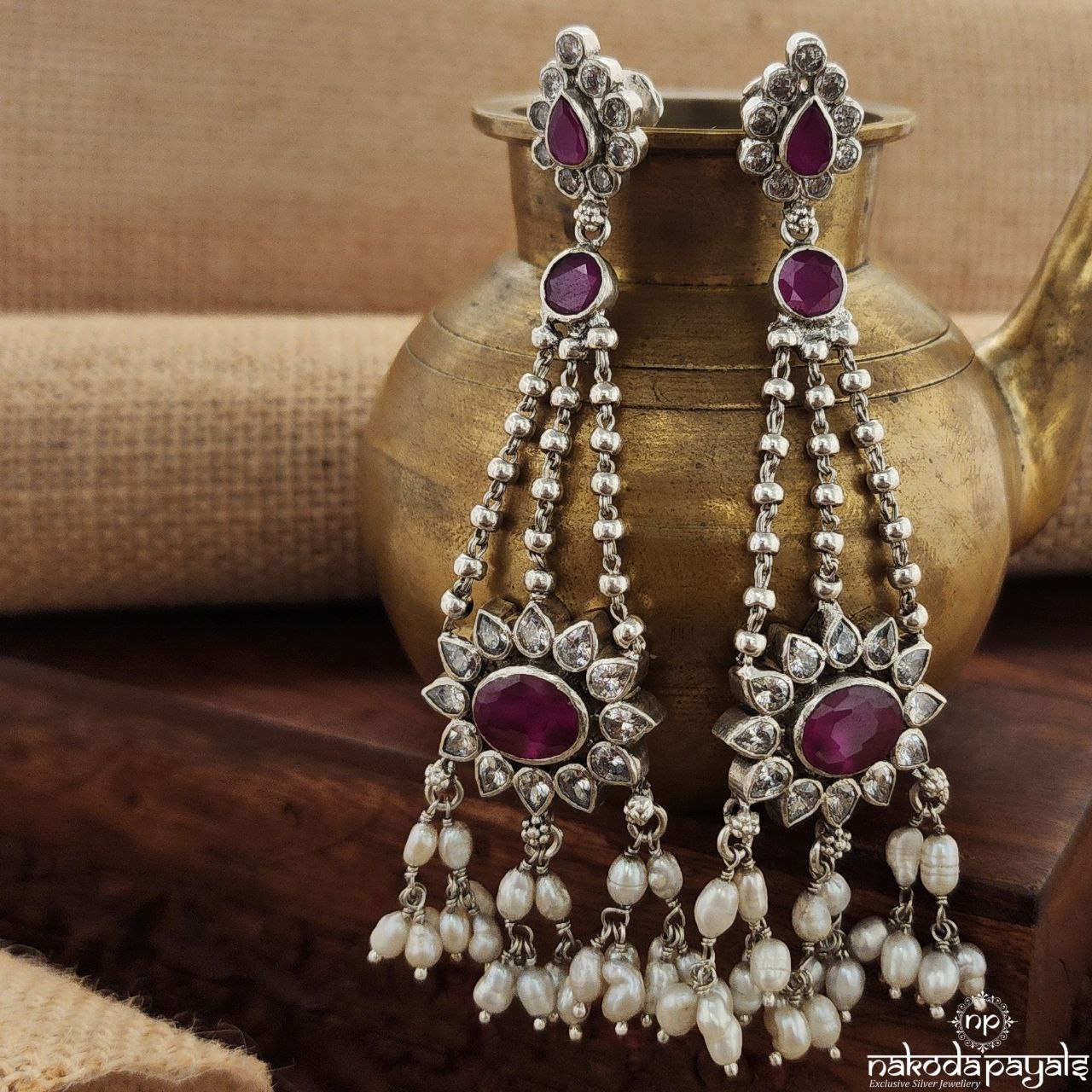 Pearled Floral Earrings (C3356)