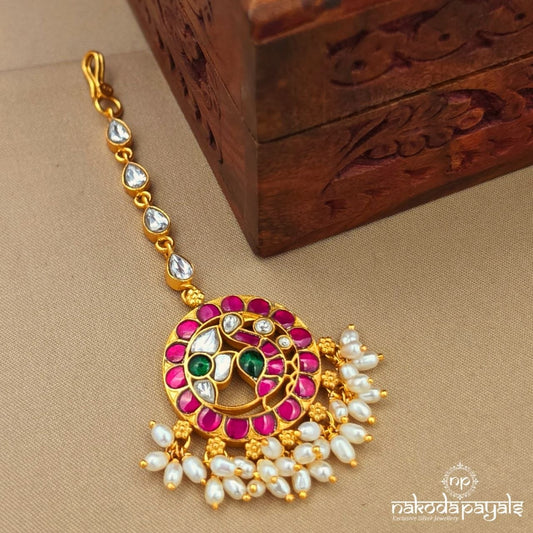Peacock Kundan Pearly Maang Tikka (Gm1299)