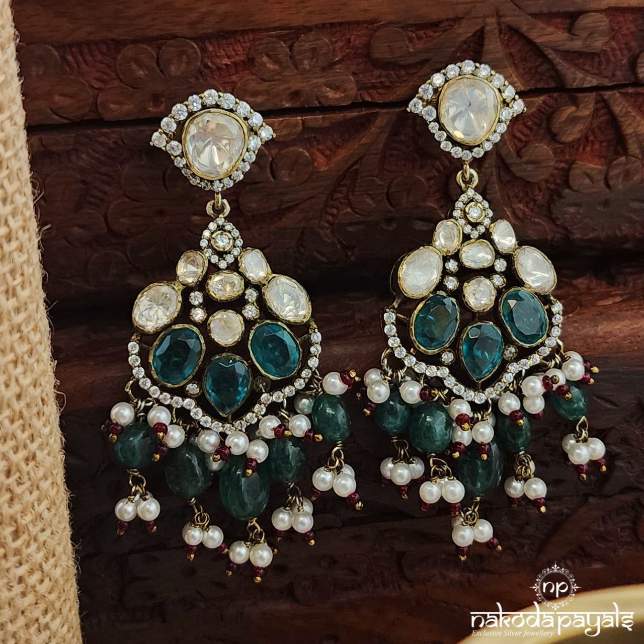 Green Drop Moissanite Earrings (Ge10120)