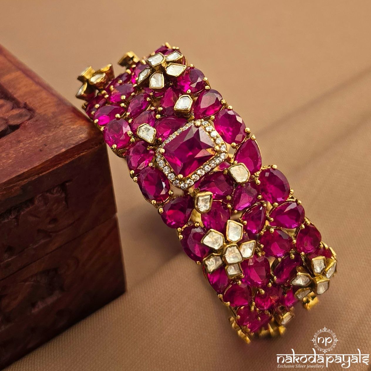 Ruby Moissanite Kada (2.4) (Gk3254)