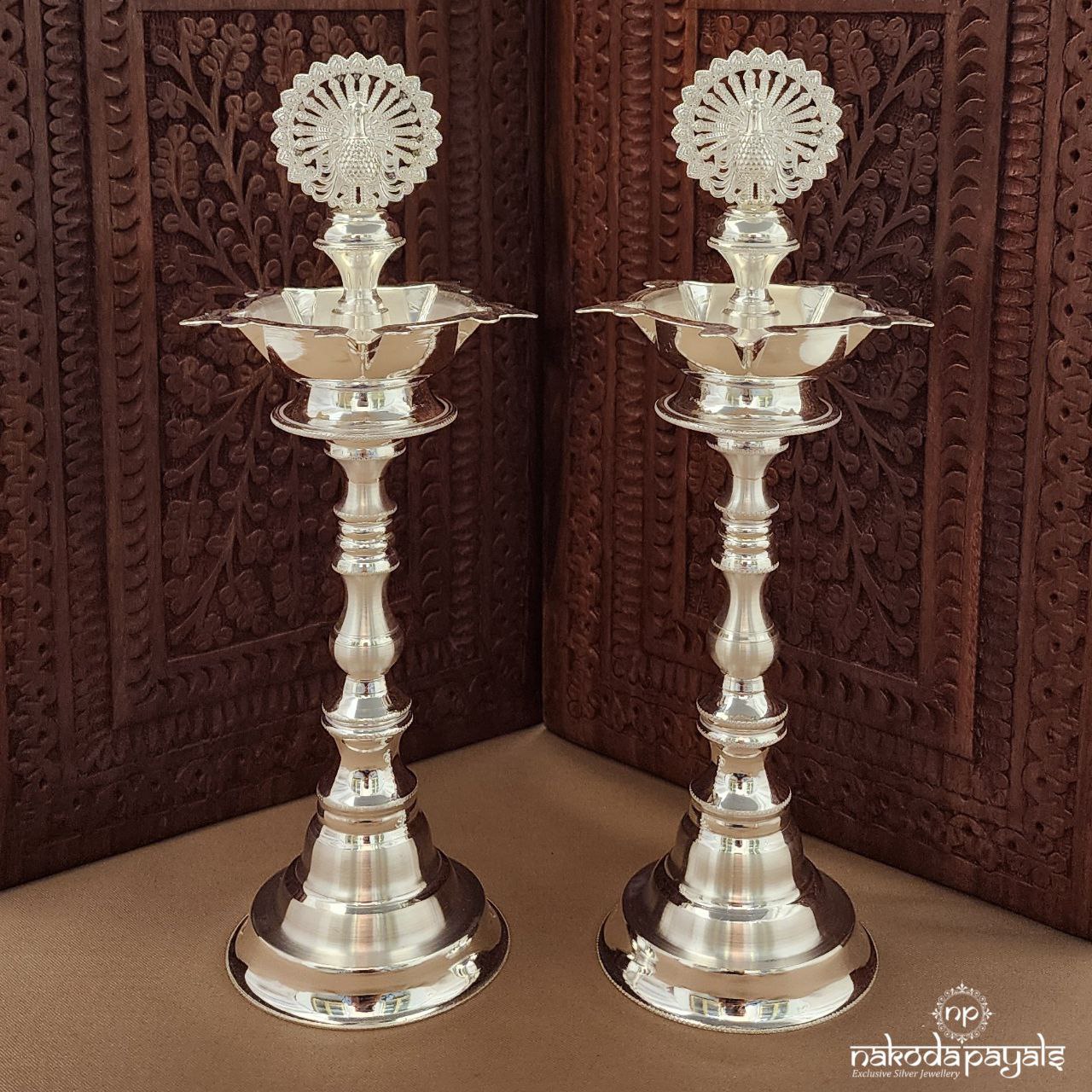 Dancing Peacock "9 Inch " Deepam Pair (Aa2316)