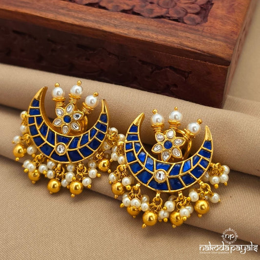 Blue  half Moon Kundan Studs (Ge10869)