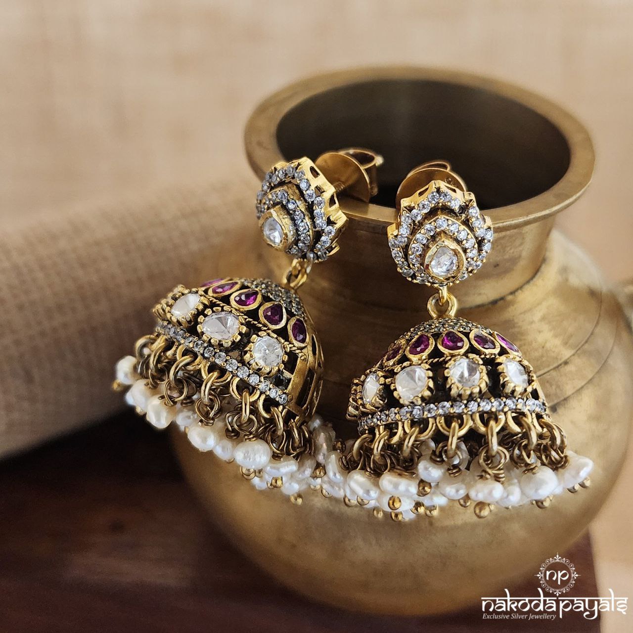 Gleaming Pink Jhumka (Ge8634)
