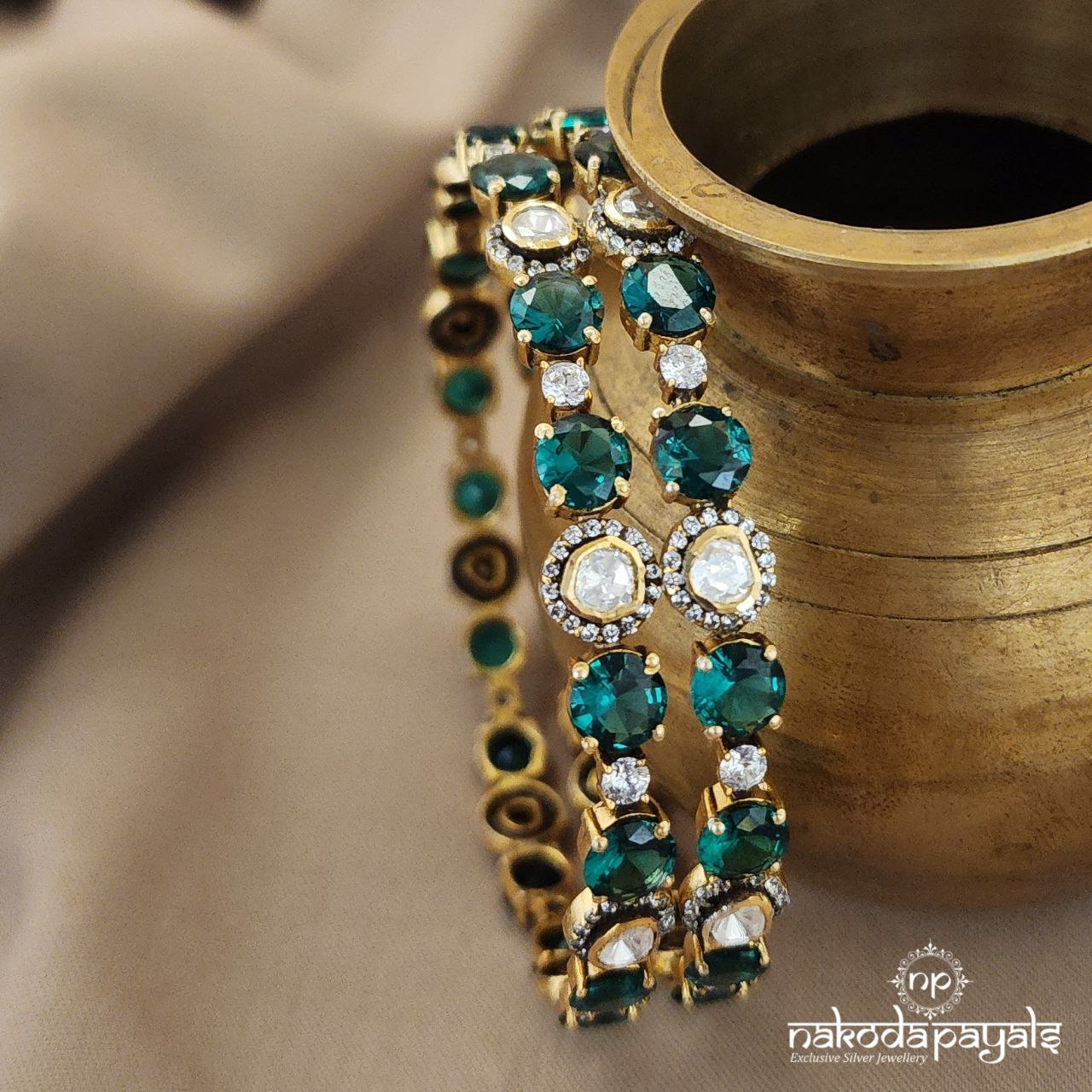 Greenish Moissanite Bangles (Gk2830)