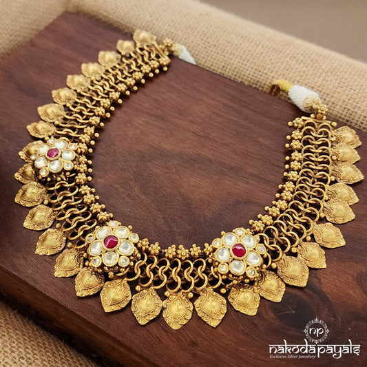 White & Red Kundan Neckpiece (Gn9318)