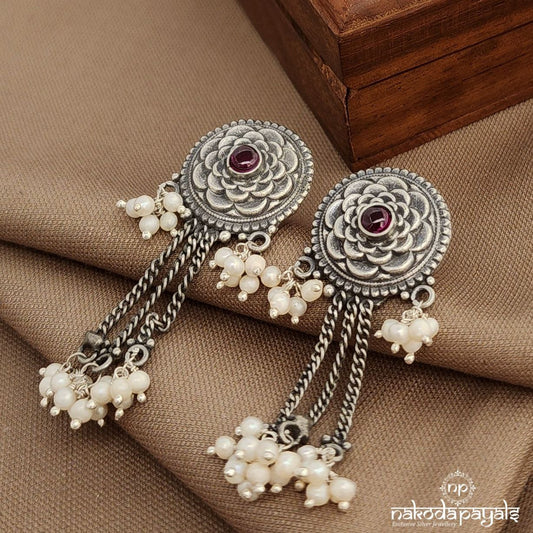 Pink Pearled Drop Earrings (C3815)