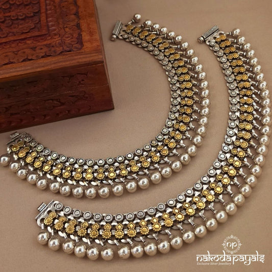 Exclusive Ball Drop Dual Tone Anklets (A7051)