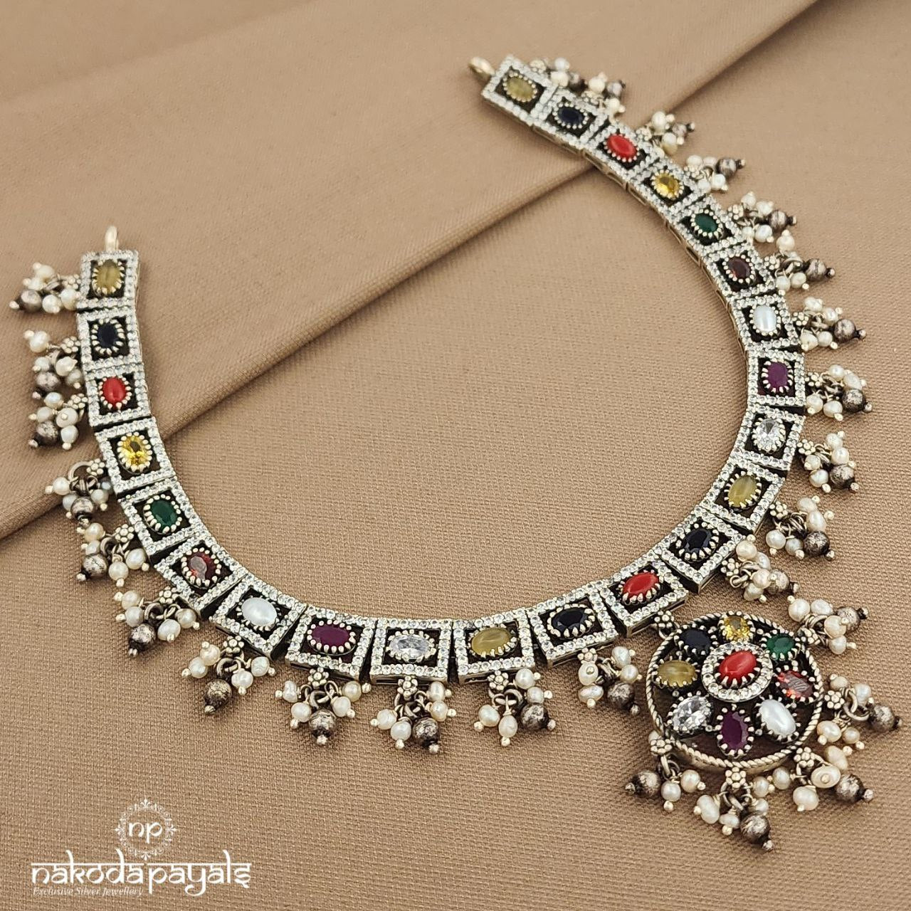 Rectangular Navaratna Neckpiece (N11181)