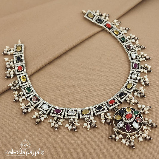 Rectangular Navaratna Neckpiece (N11181)