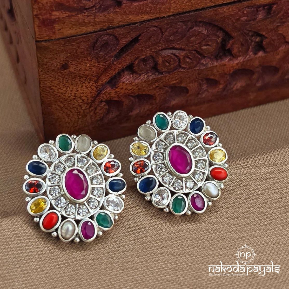 Oval Navaratna Studs (S9623)