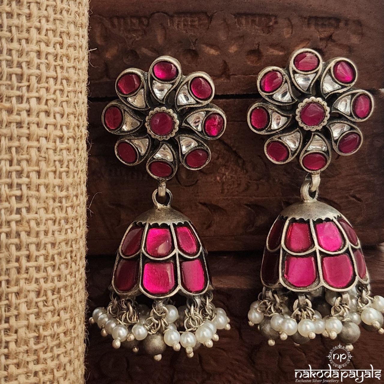 Pink Floral Jhumka (J1528)