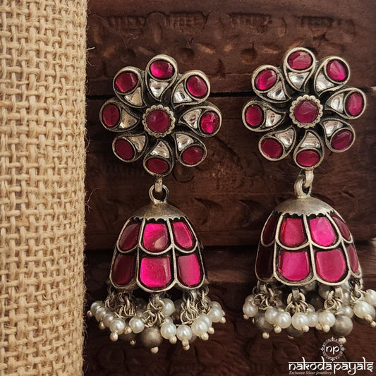 Pink Floral Jhumka (J1528)