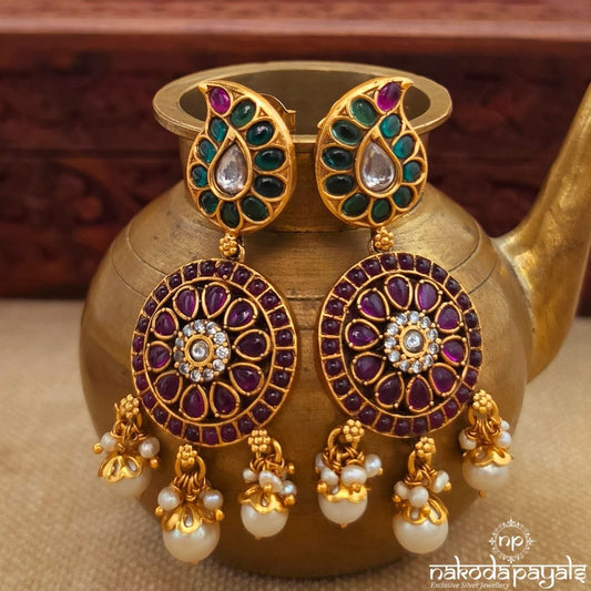 Mango Circular  Floral Pearl Chandbali (Ge11181)