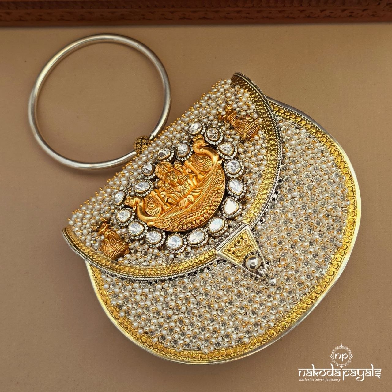 Goddess  Lakshmi Dual Tone Moissanite Purse (Esa349)