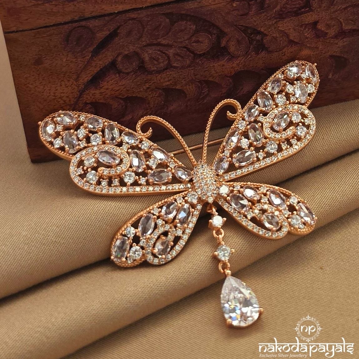 Butterfly Rose Gold Brooch (St4017)