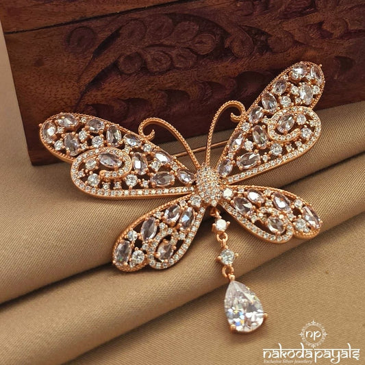 Butterfly Rose Gold Brooch (St4017)