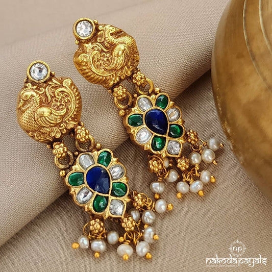 Pearled Kundan Drop Earrings (Ge8954)