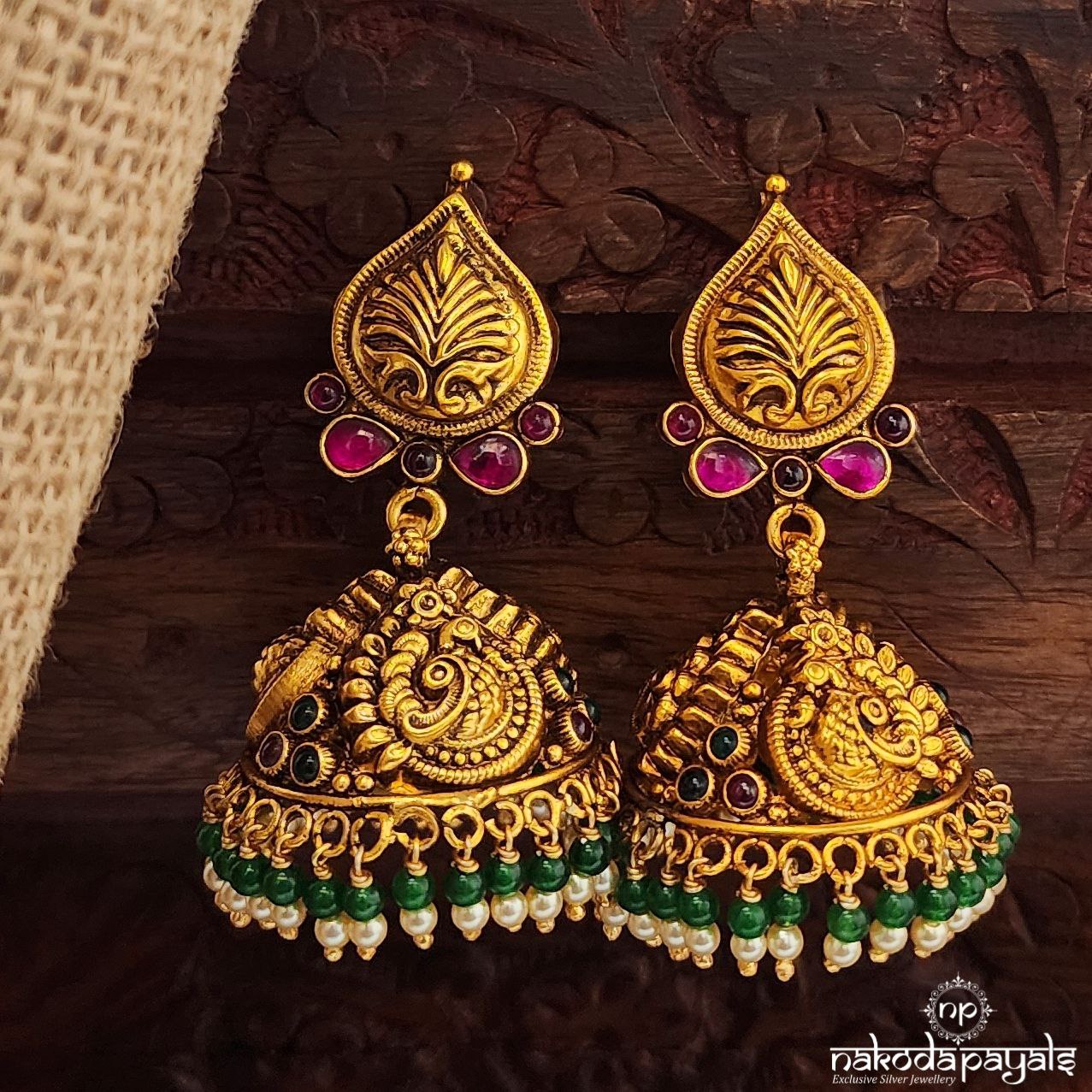Peacock Green Drop Jhumka (Ge10243)
