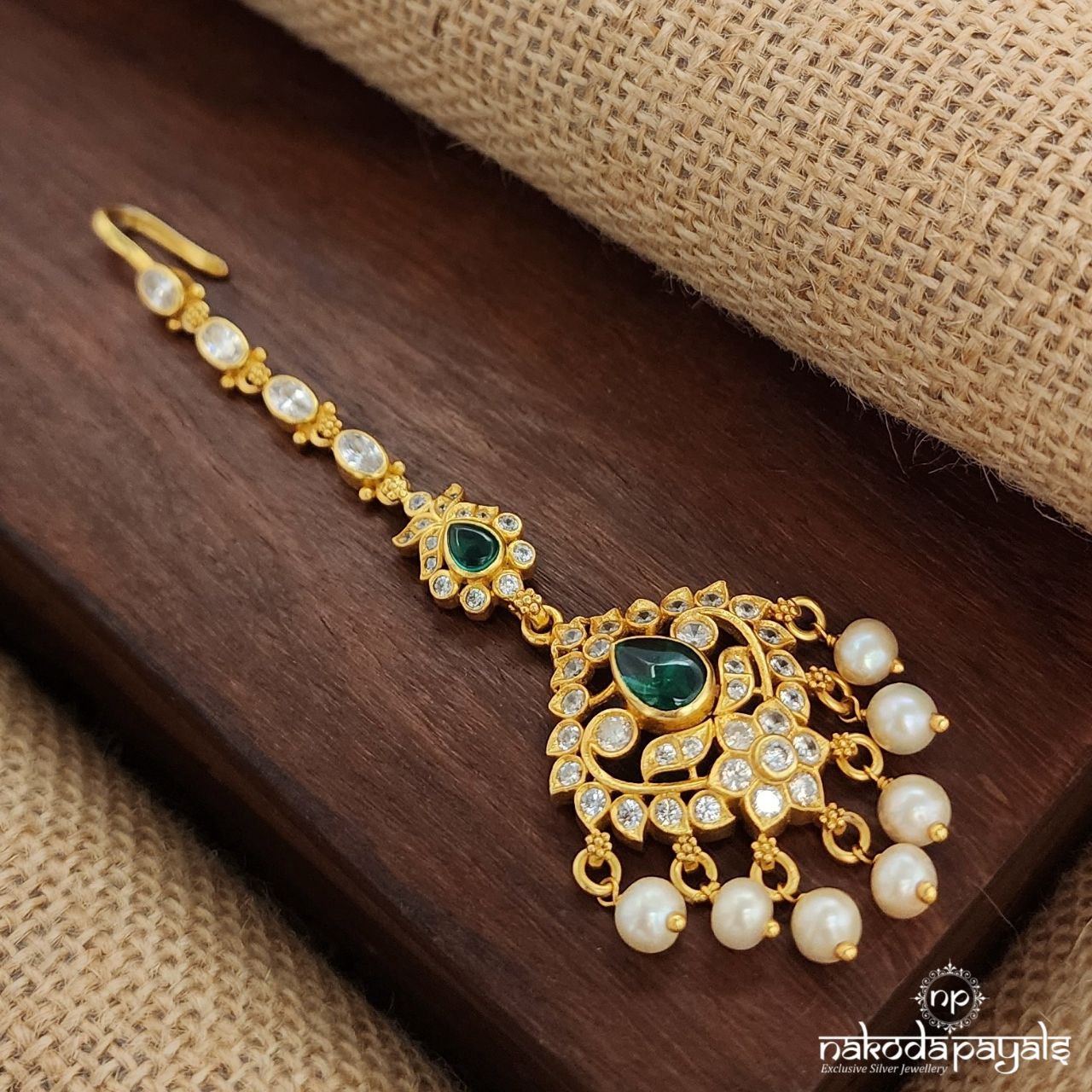 Lotus Pearled Drop Maang Tika (Gm1027)