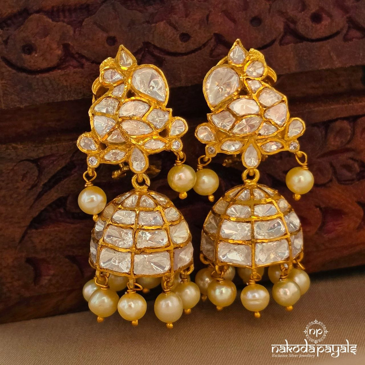 Mango Green Floral Pearl Neckpiece with Earrings (Gn10922)