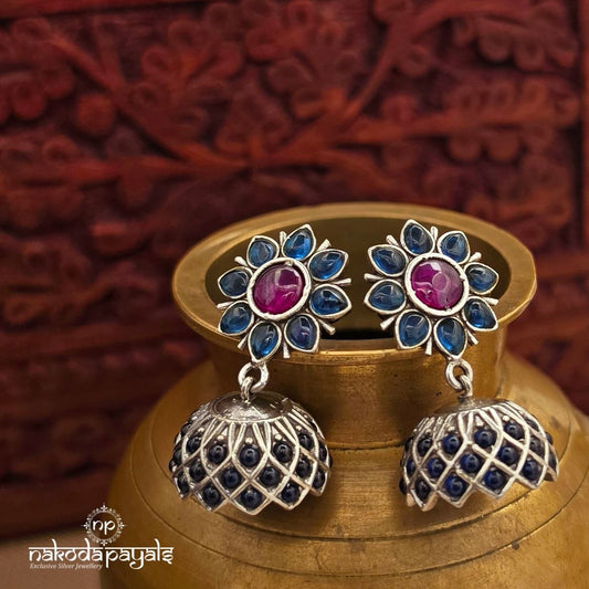 Bluish Floral Jhumka (J1631)