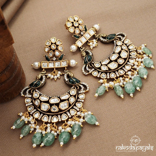 Green Drop Peacock Chandbali (Ge10014)