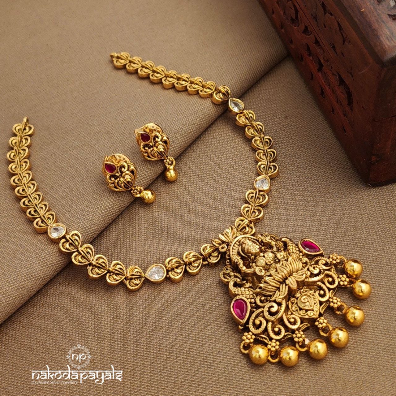 Lakshmi Pink Neckpiece With Earrings (Gn9982)