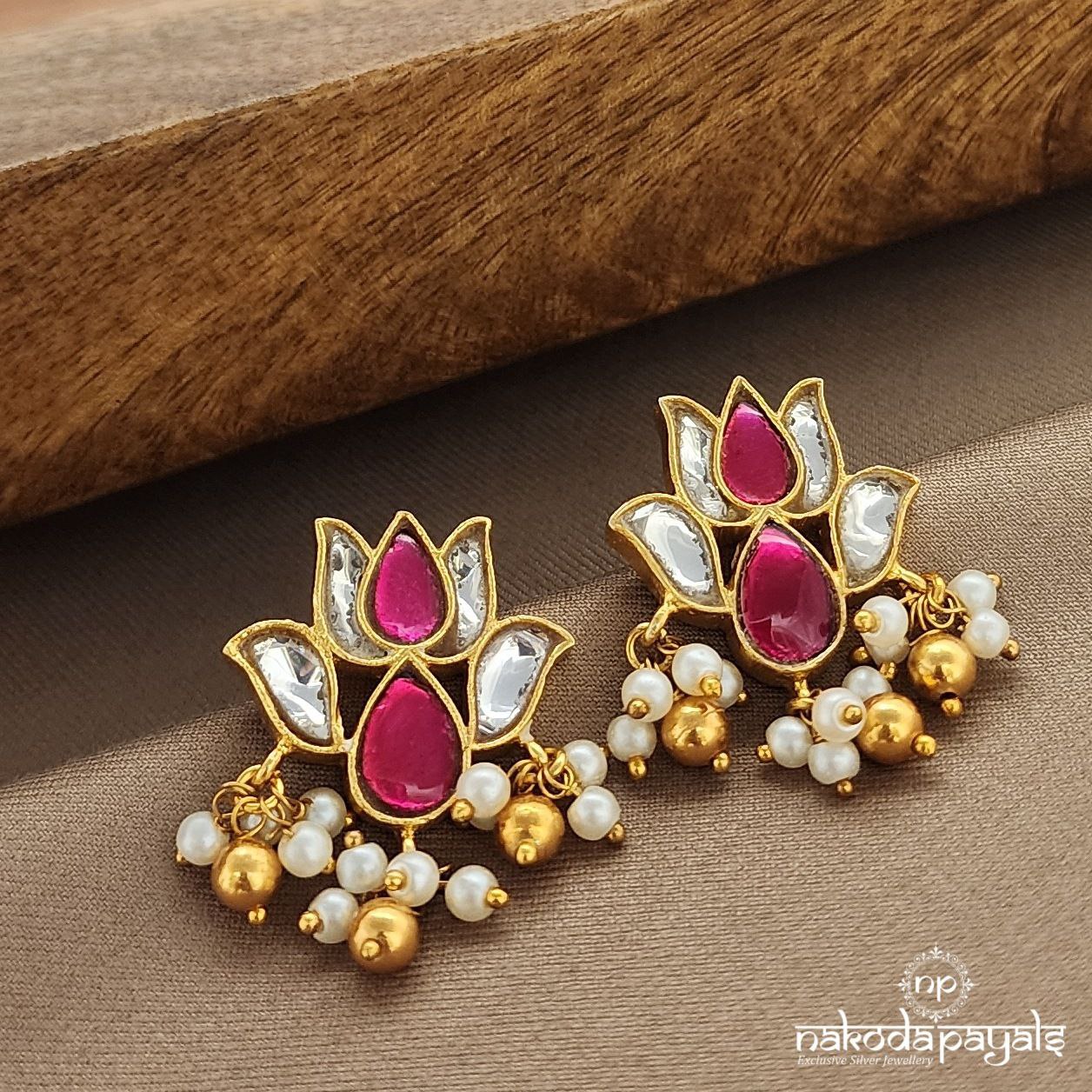Lotus Kundan Studs (Ge9794)