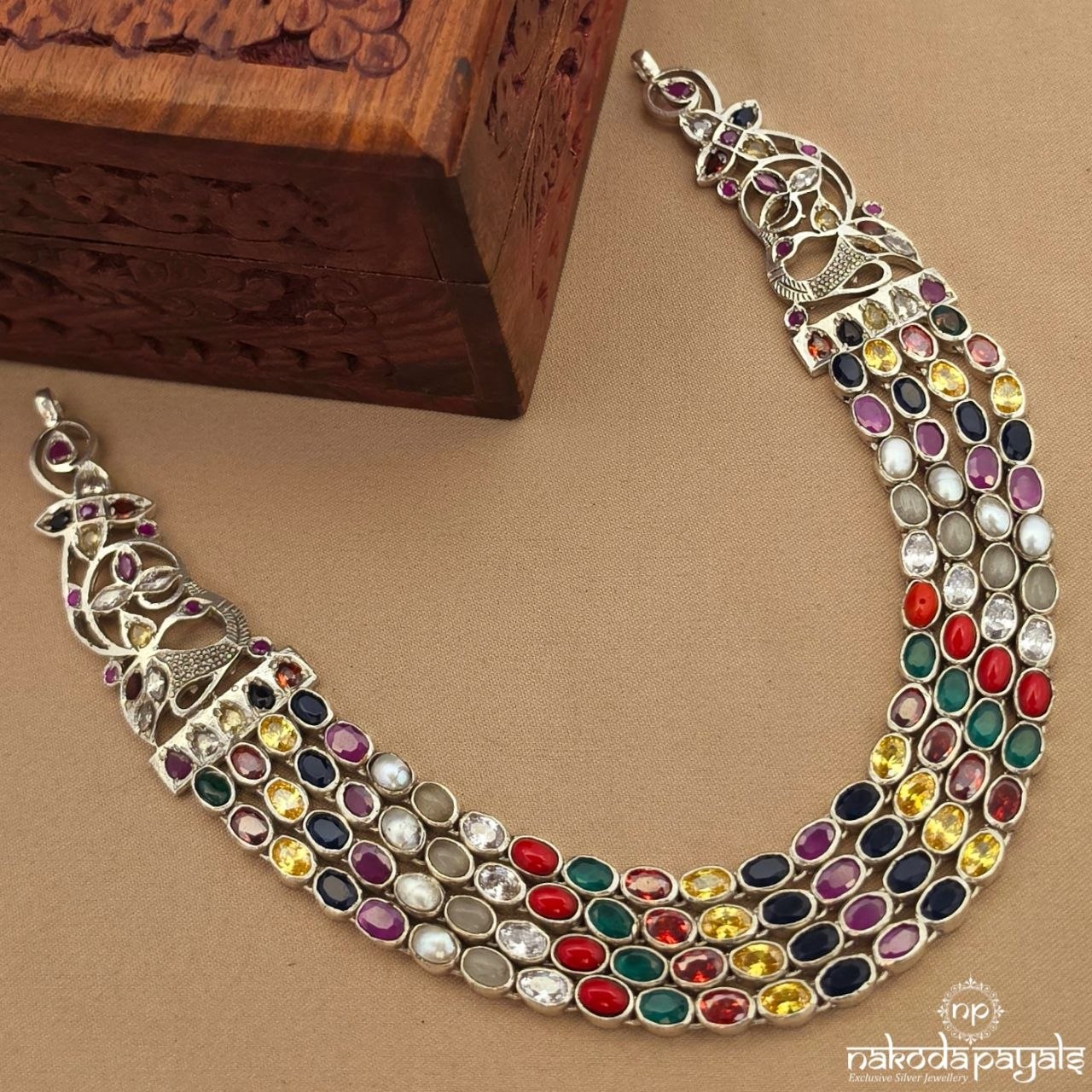 Charming Navaratna Neckpiece (N12105)