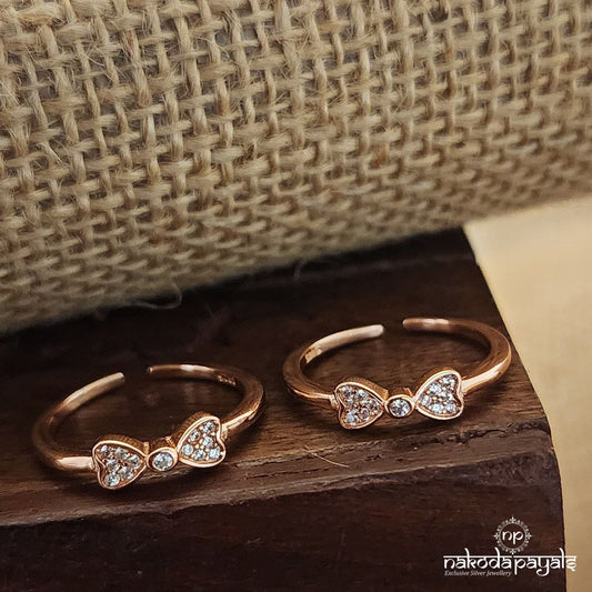 Rose Gold White Bow Toerings (T4425)