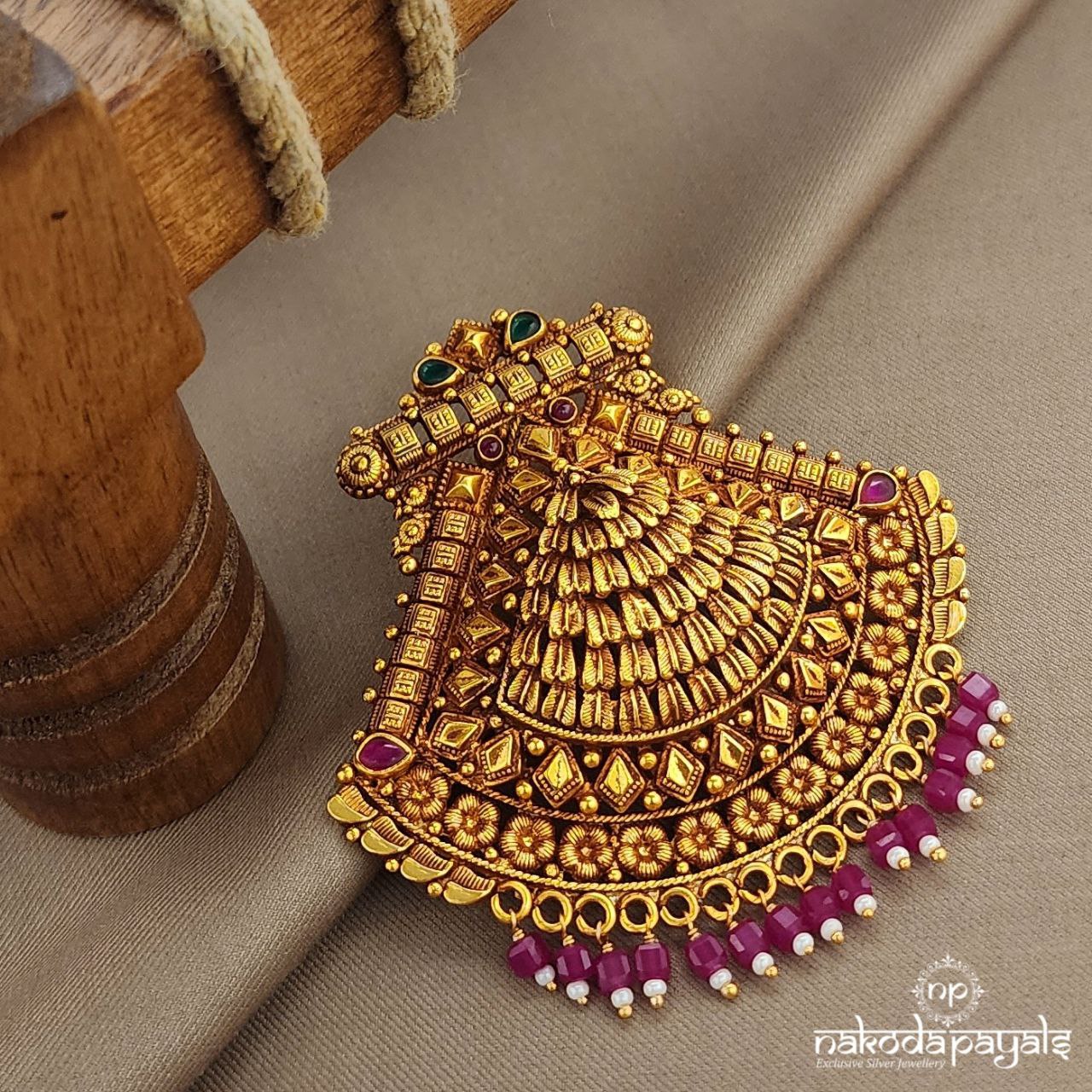 Squarish Pink Drop Leafy Pendant (Gp2069)