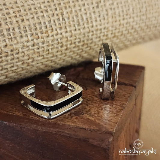 Squarish Black Earrings (St3256)