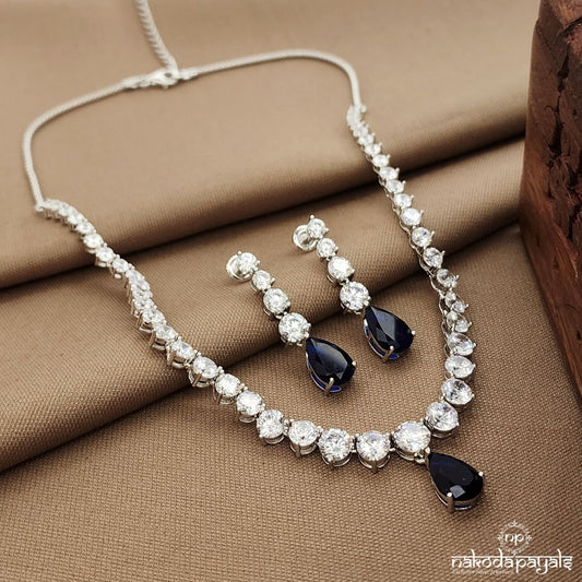 Blue Drop CZ Neckpiece With Earrings (St3810)