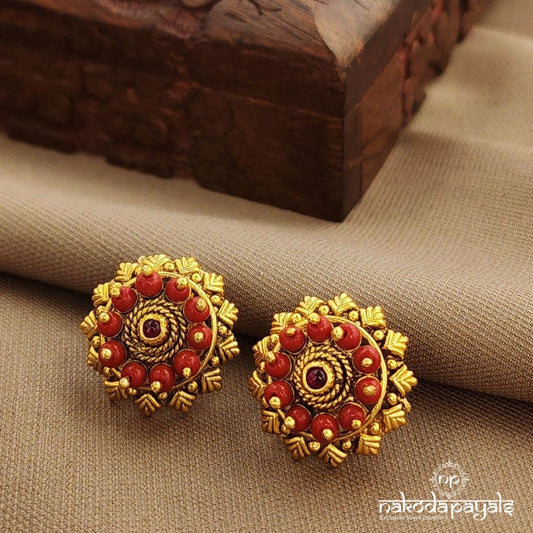Coral  Studs (Ge10289)