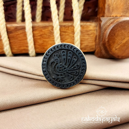 Peacock Cuffed Onyx Finger Ring (F2927)