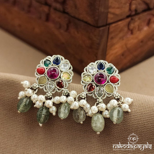 Navaratna Pearled Drop Studs (S3748)