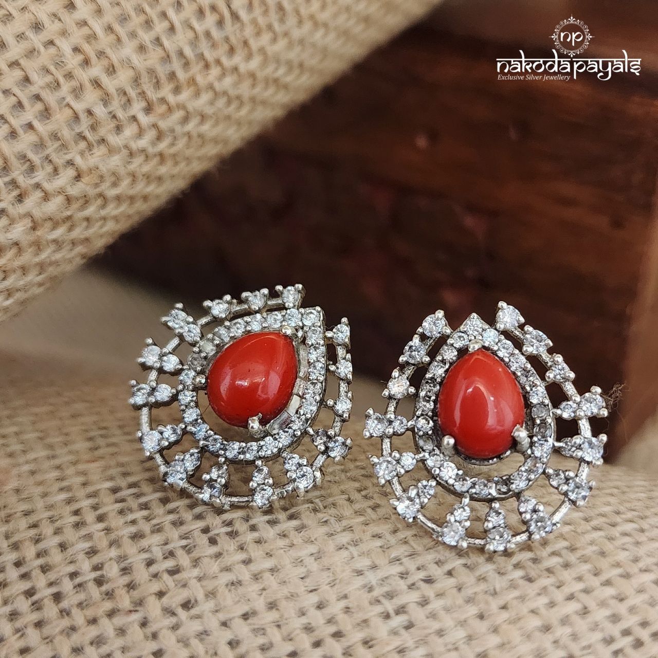 Sparkling Coral Studs (C1947)