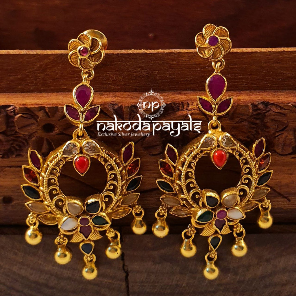 Handcrafted Navarathna Chandbali