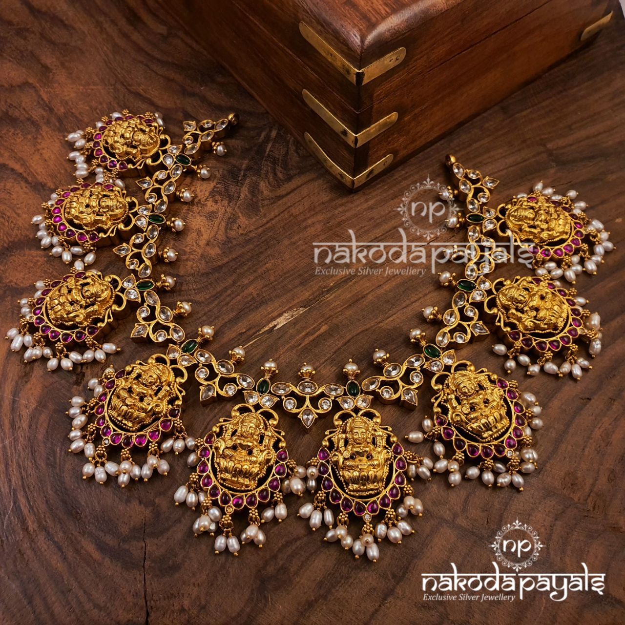Ostentatious Multi Lakshmi Pendant Neckpiece