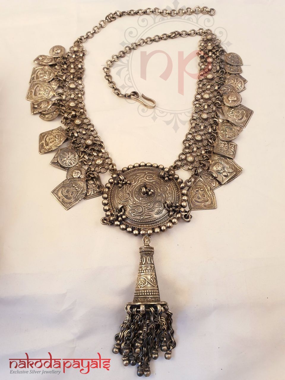 Cracking Charms Long Oxidised Necklace