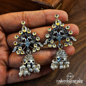 Oxidised Yellow Kundan Jhumka